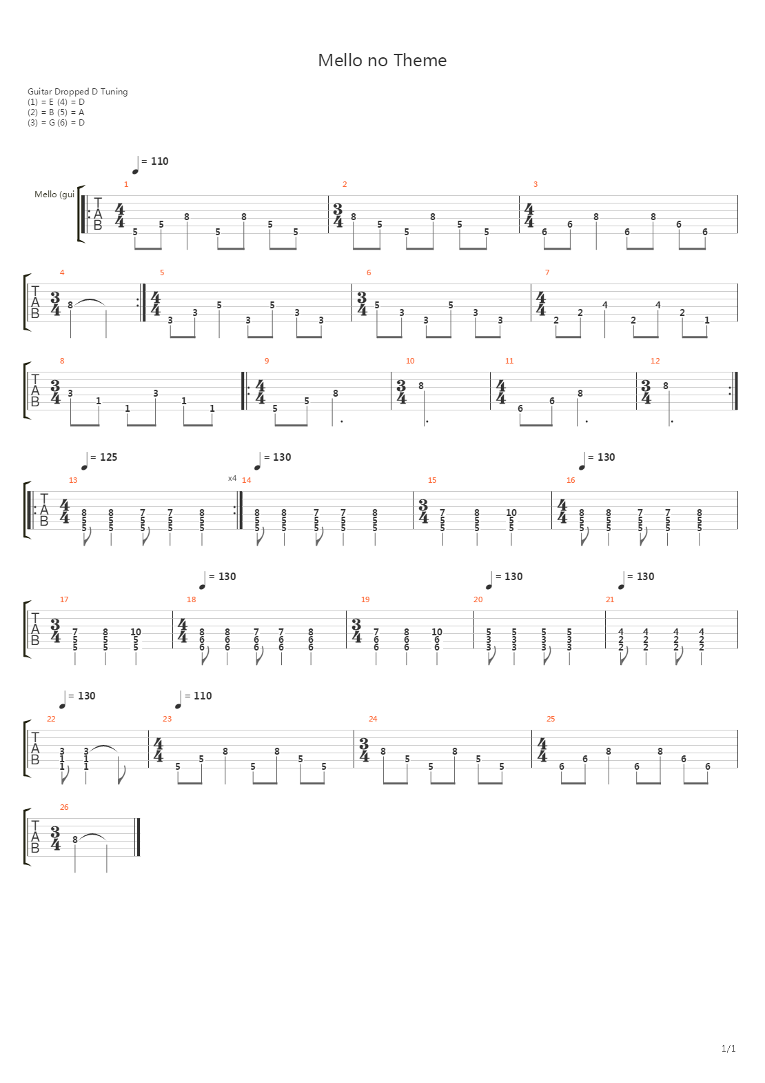 Death Note(死亡笔记) - Mellos Theme吉他谱