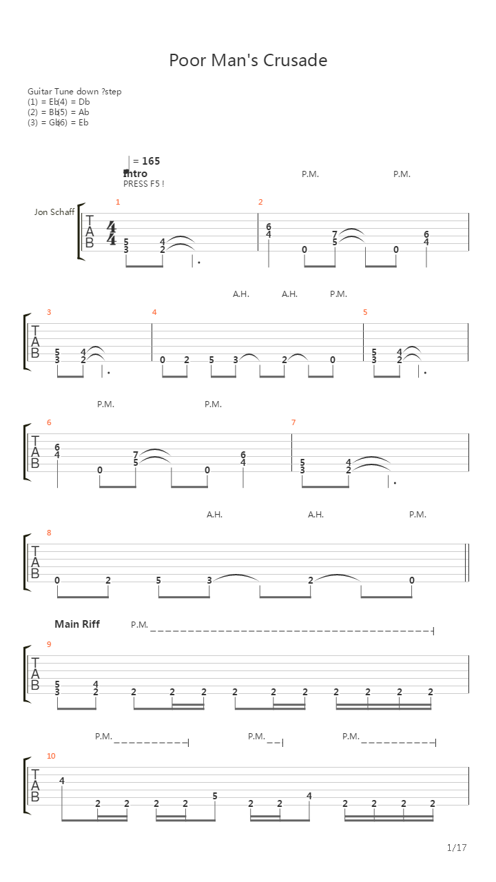 Poor Mans Crusade吉他谱