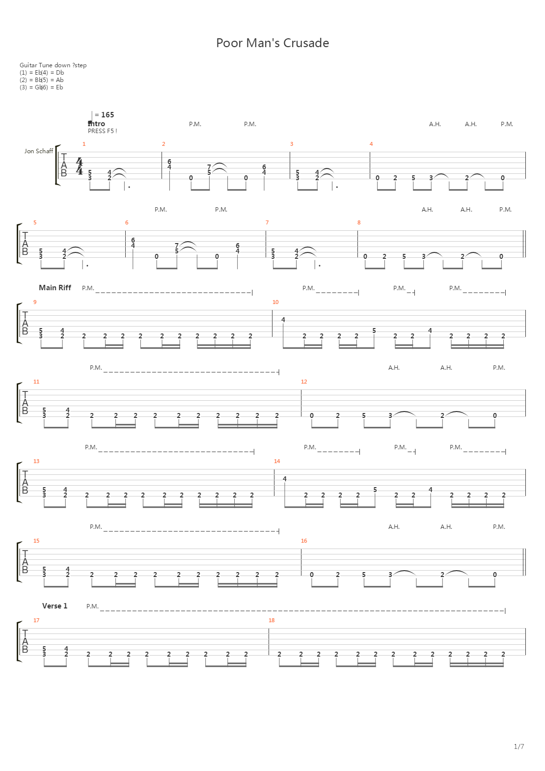 Poor Mans Crusade吉他谱