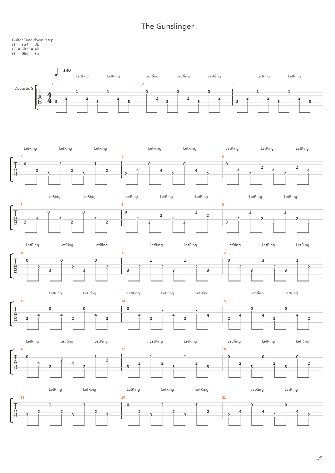 The Gunslinger吉他谱