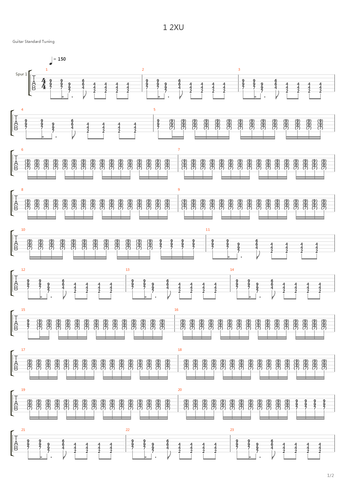 1 2xu吉他谱