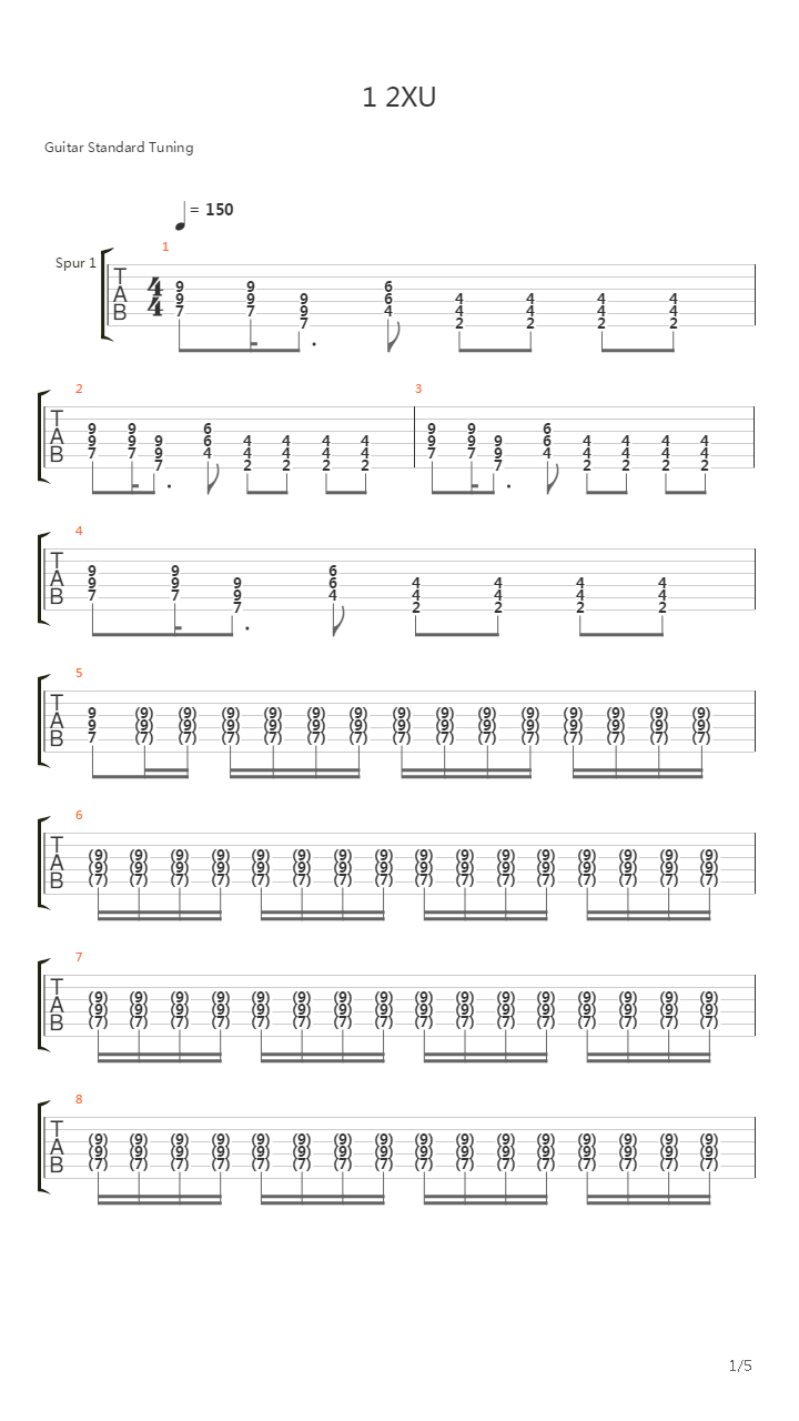 1 2xu吉他谱