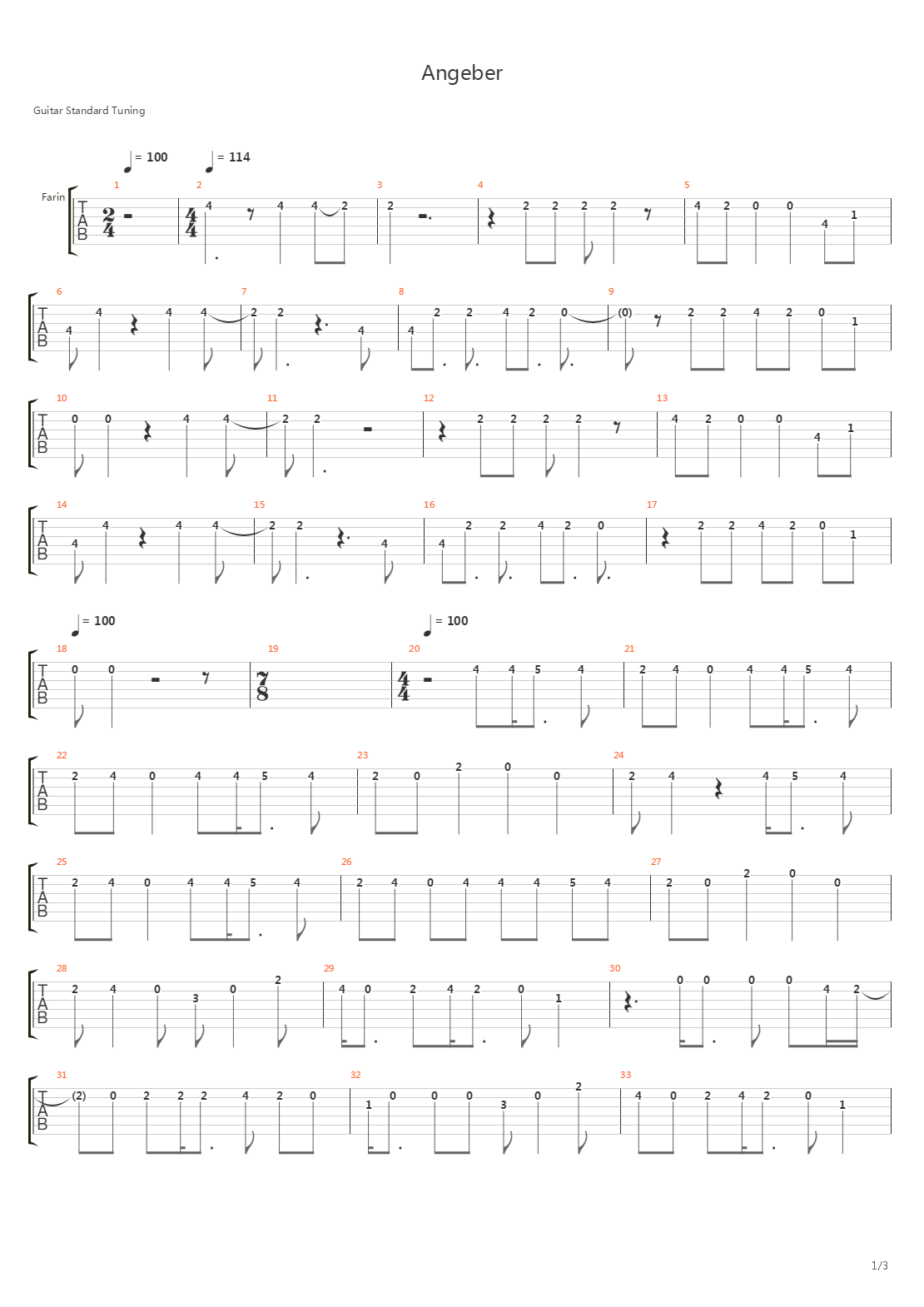 Angeber吉他谱