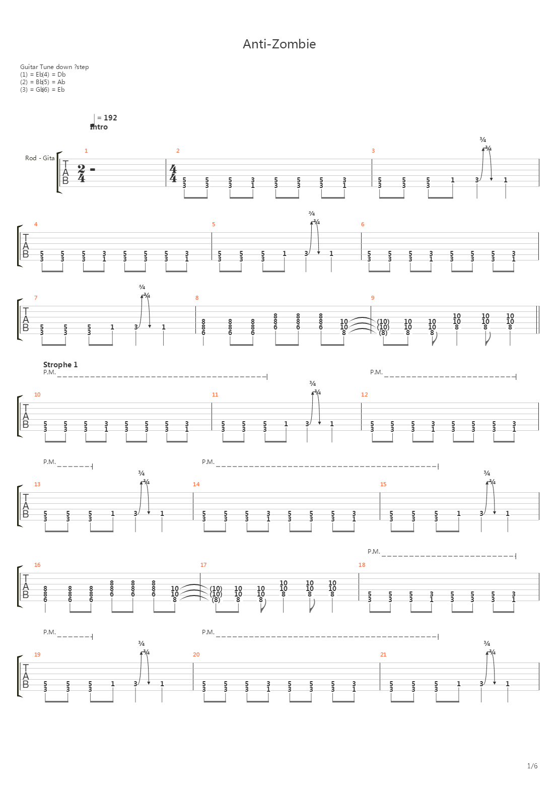 Anti-zombie吉他谱