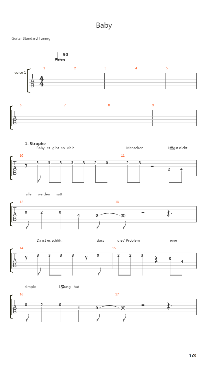Baby吉他谱