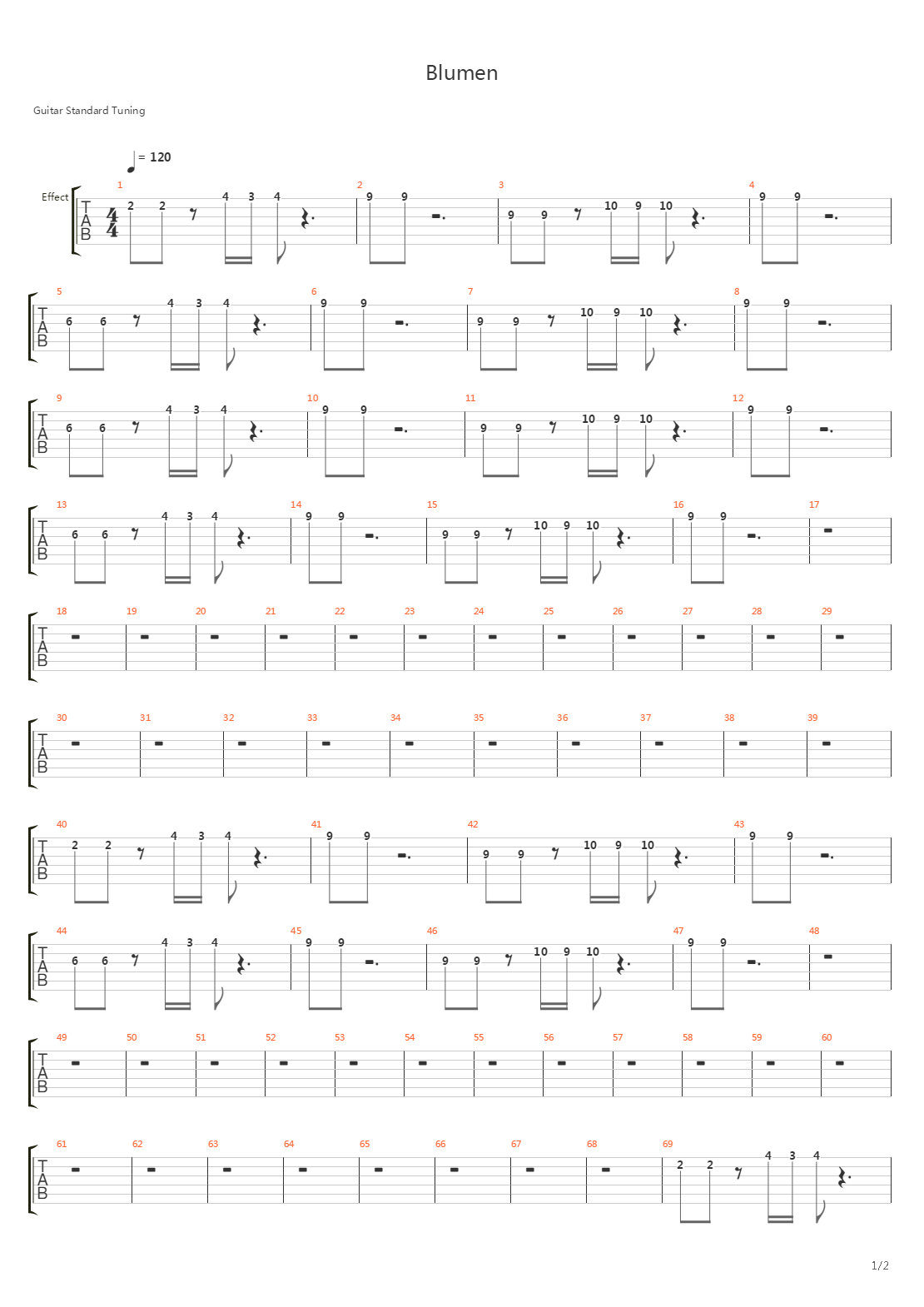 Blumen吉他谱