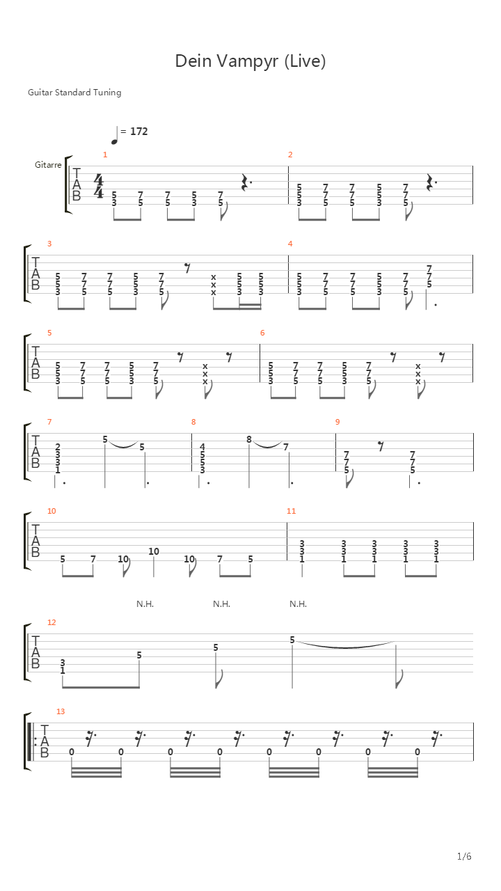 Dein Vampier Live吉他谱
