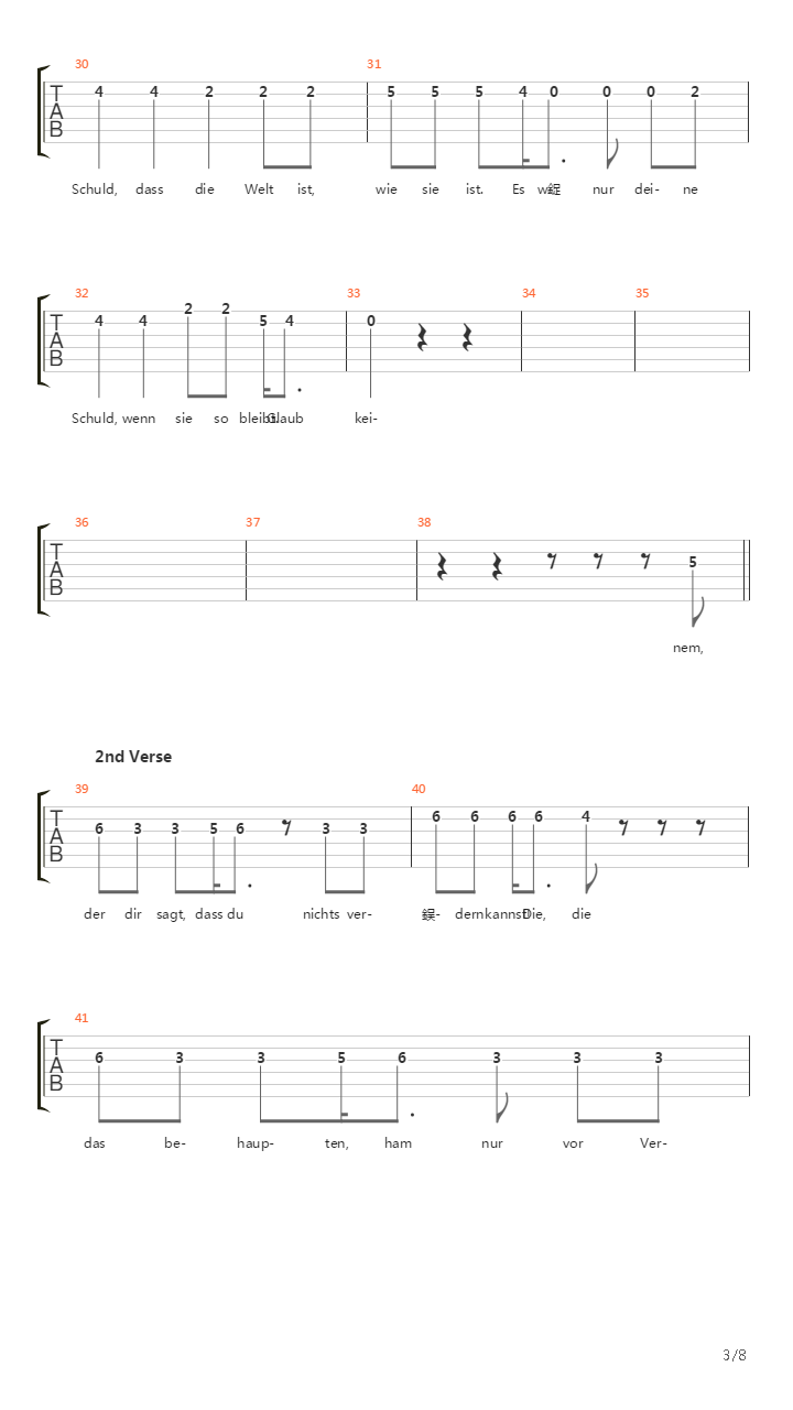 Deine Schuld吉他谱