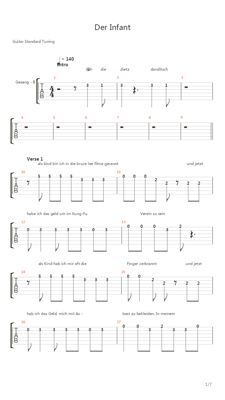 Der Infant吉他谱