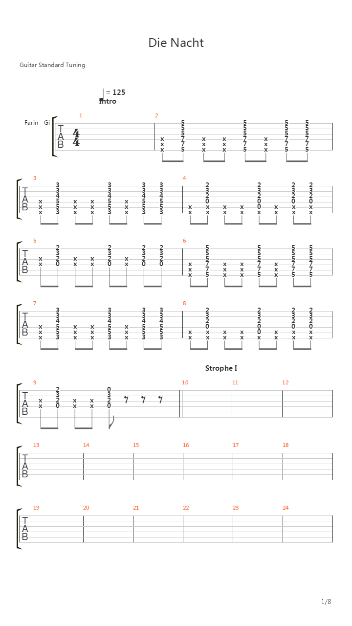 Die Nacht吉他谱