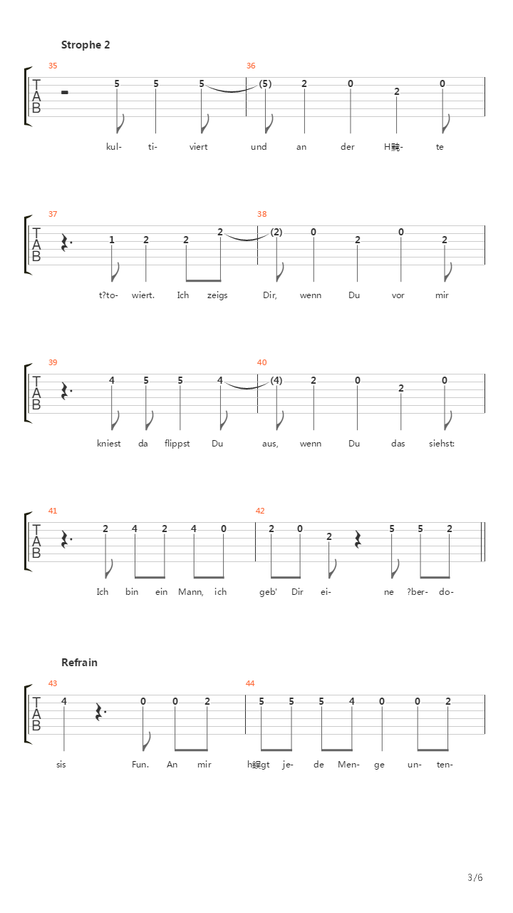 Ein Mann吉他谱