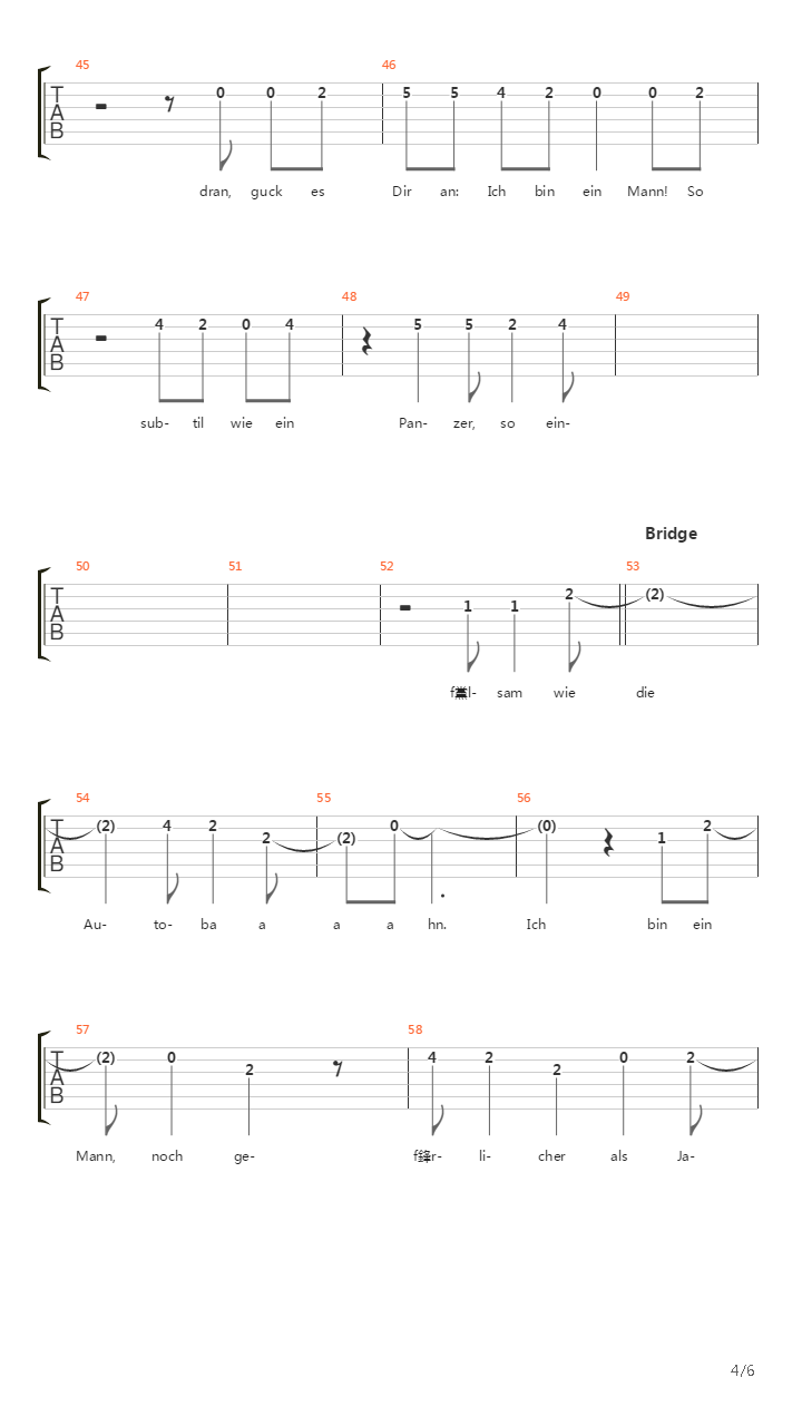 Ein Mann吉他谱
