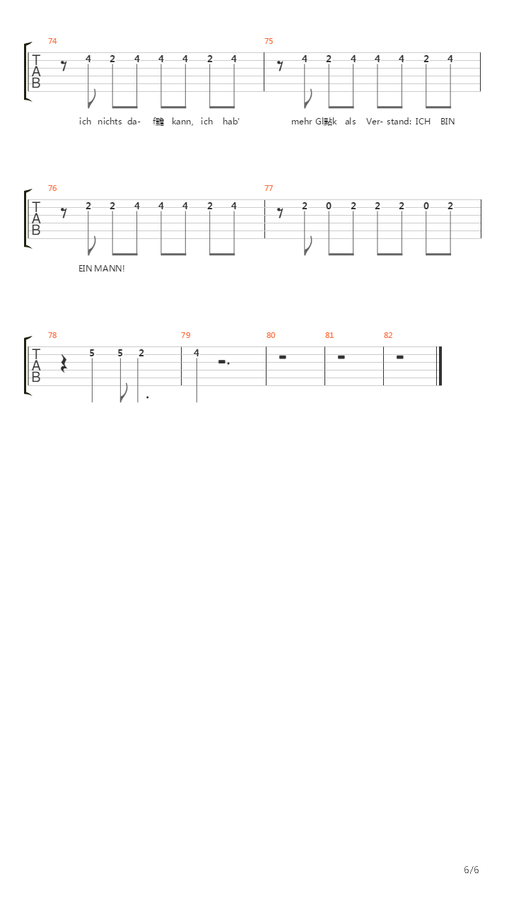 Ein Mann吉他谱