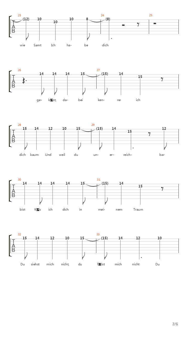 Fuer Immer吉他谱
