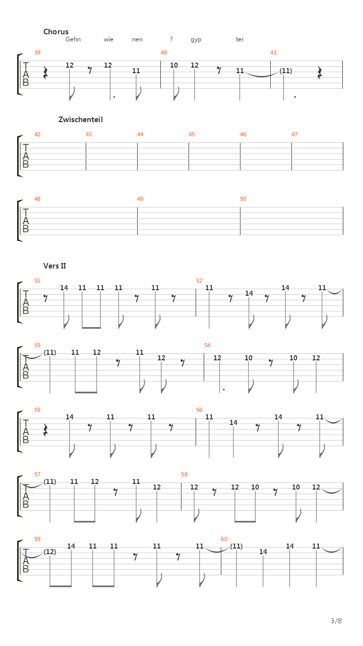 Gehn Wie Ein Gypter吉他谱