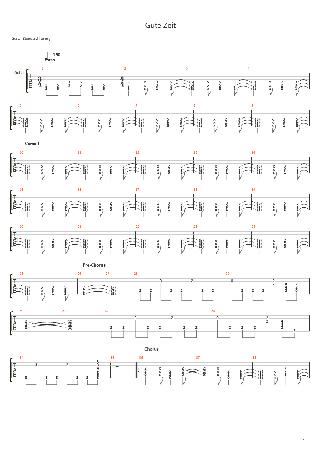 Gute Zeit吉他谱
