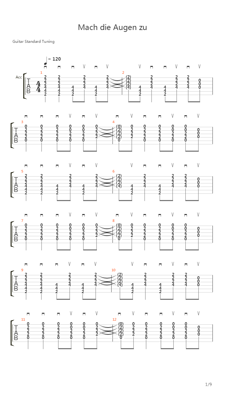 Mach Die Augen Zu吉他谱