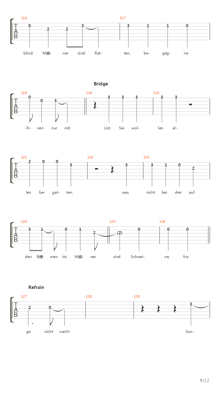 Maenner Sind Schweine吉他谱