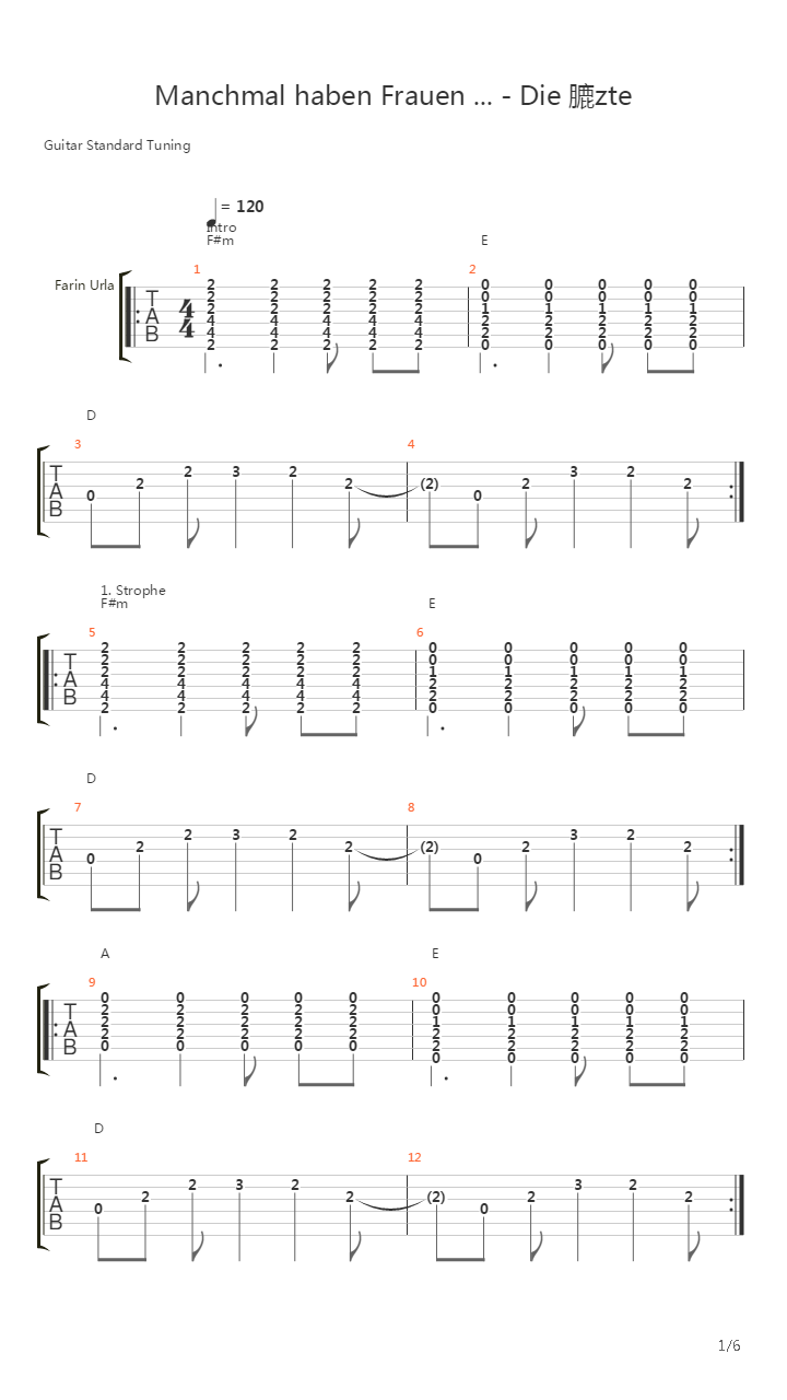 Manchmal Haben Frauen吉他谱