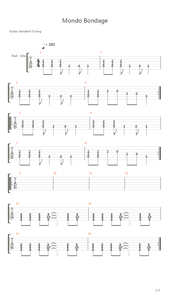 Mondo Bondage吉他谱