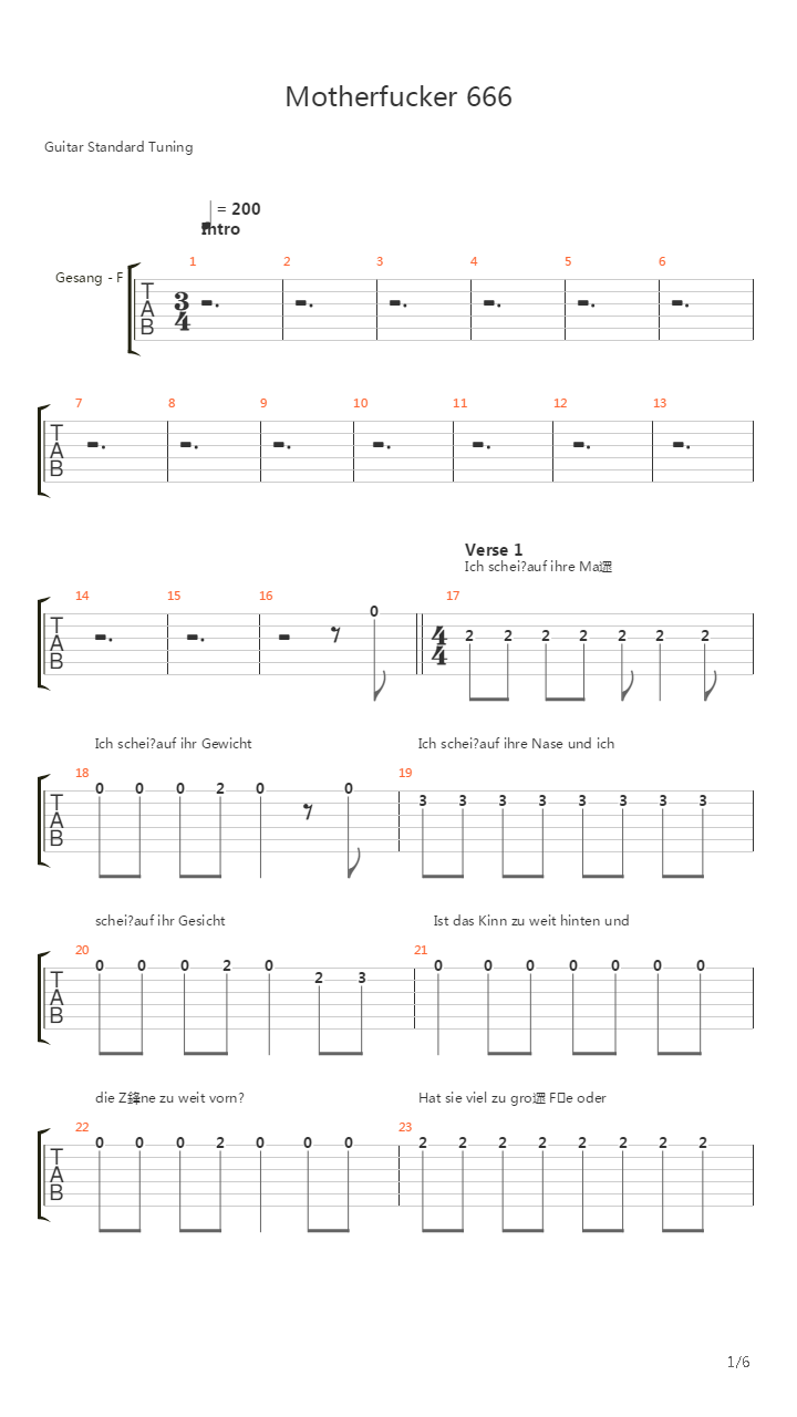 Motherfucker 666吉他谱