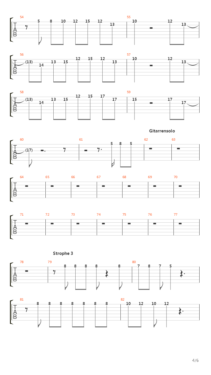 Nie Gesagt吉他谱