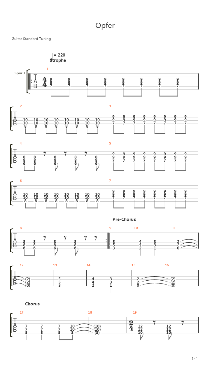 Opfer吉他谱