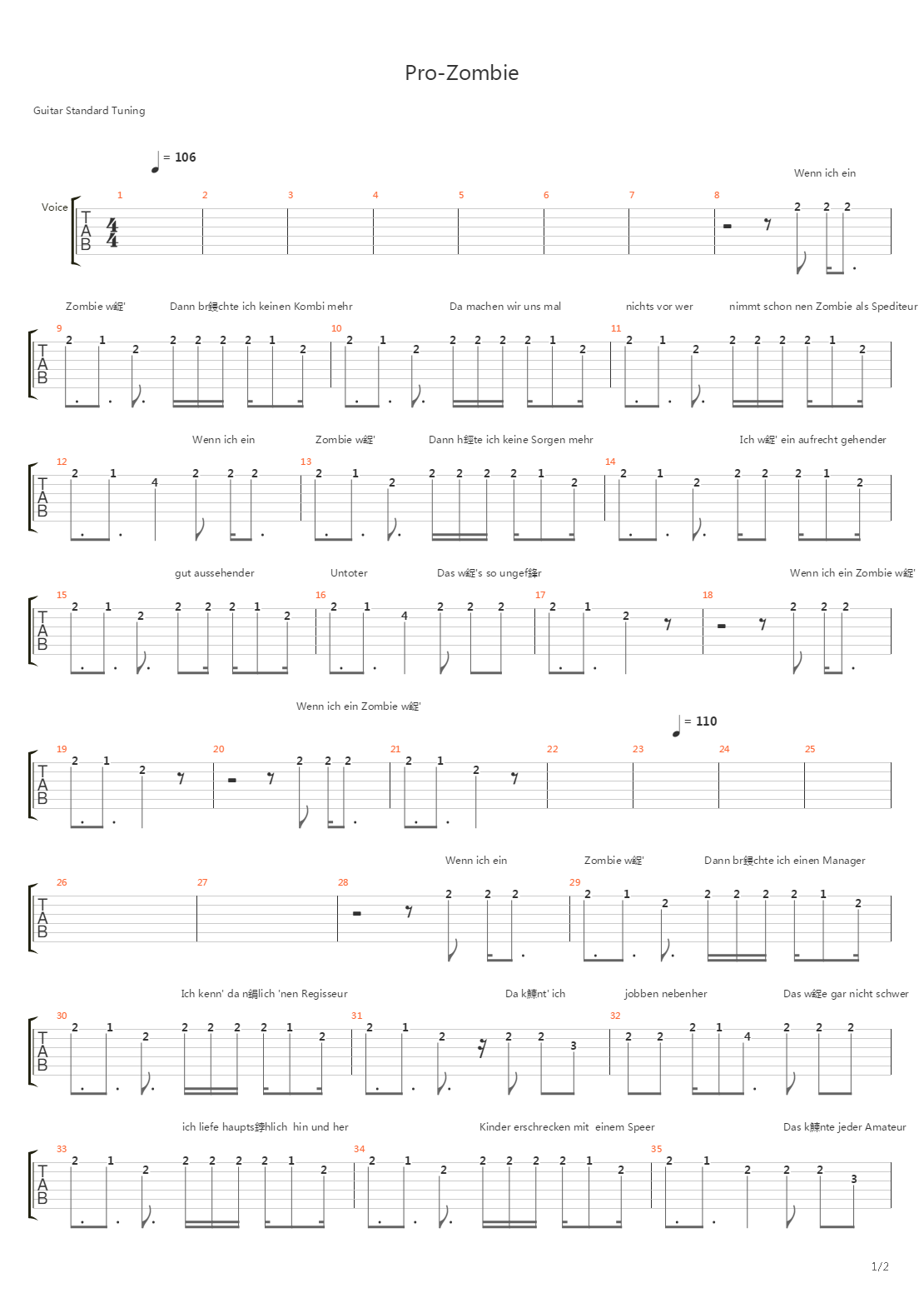 Pro-zombie吉他谱