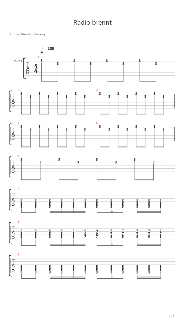 Radio Brennt吉他谱