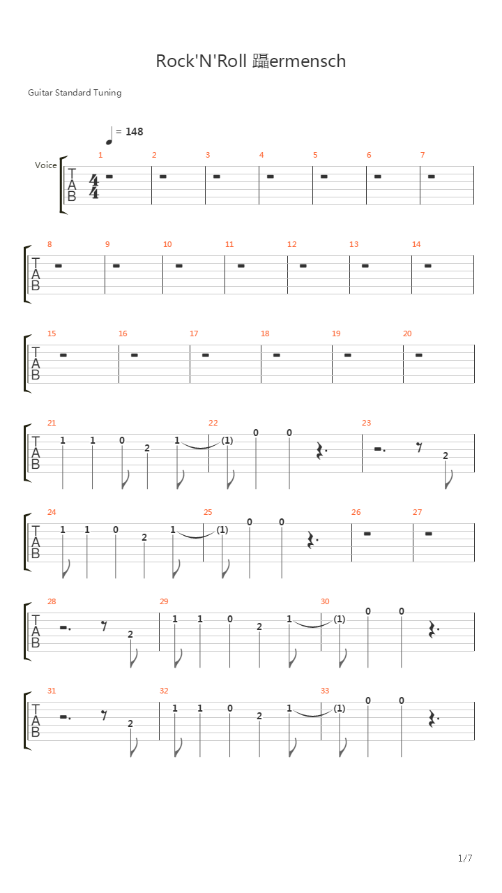 Rock N Roll Bermensch吉他谱