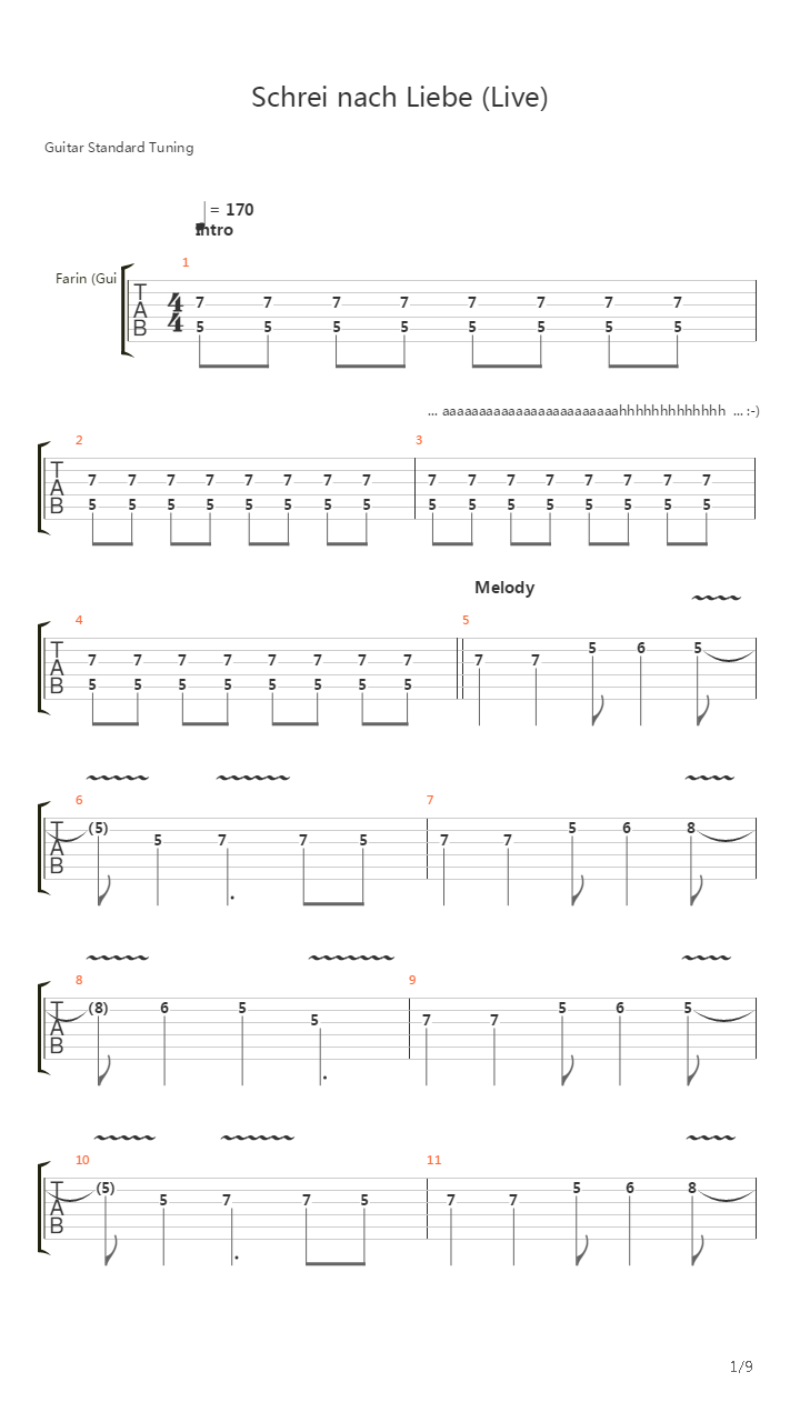 Schrei Nach Liebe Live吉他谱