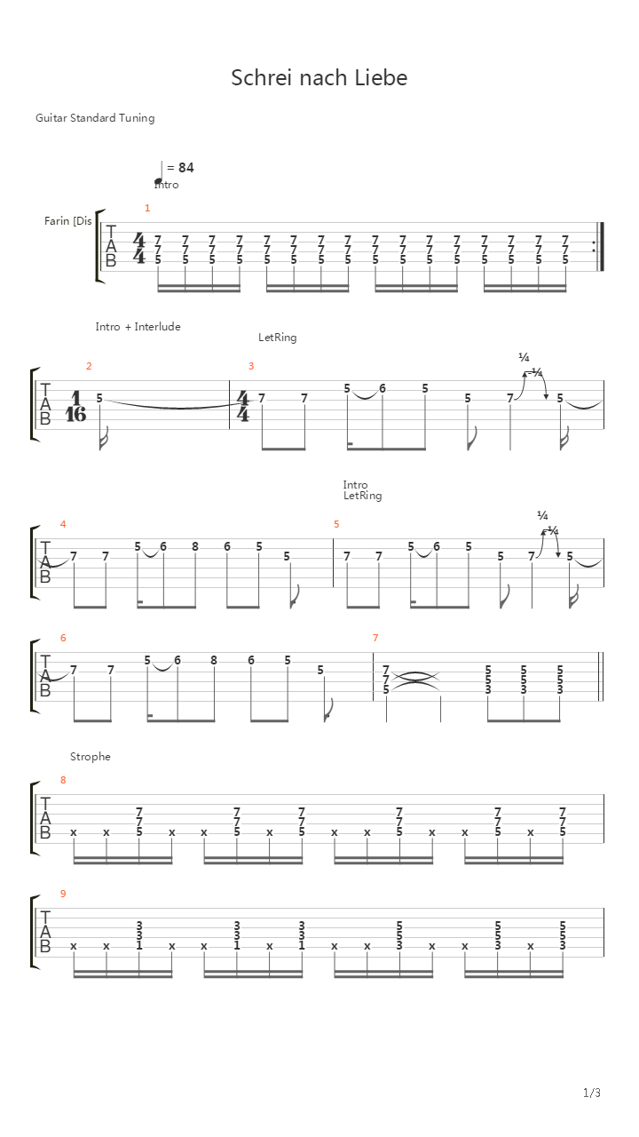 Schrei Nach Liebe Live吉他谱