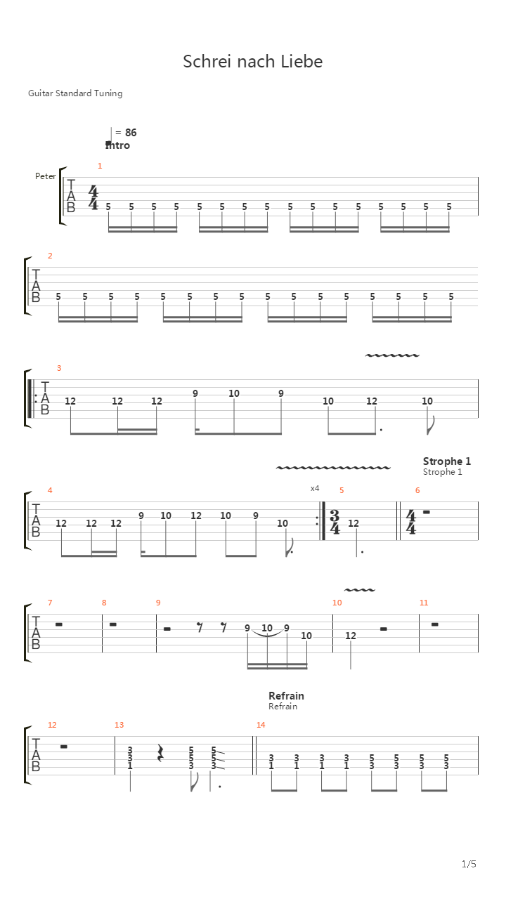 Schrei Nach Liebe吉他谱