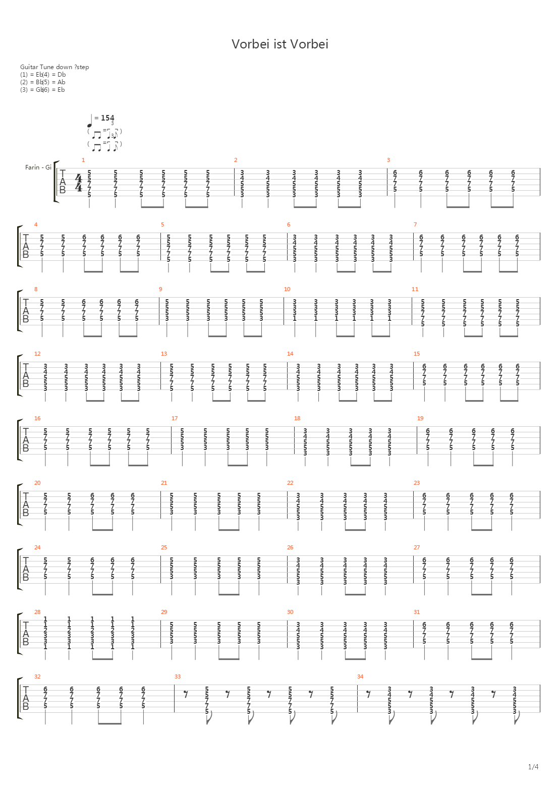 Vorbei Ist Vorbei吉他谱