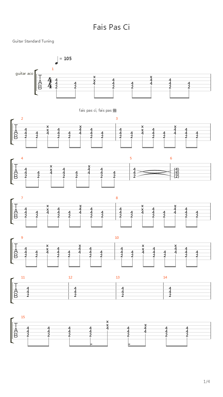 Fais Pas Ci吉他谱