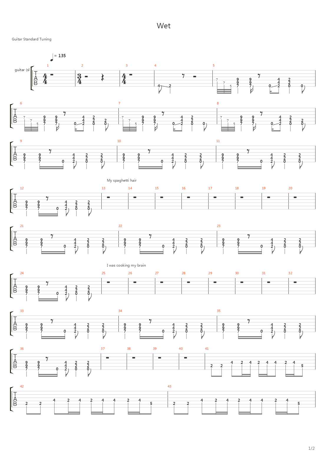 Wet吉他谱