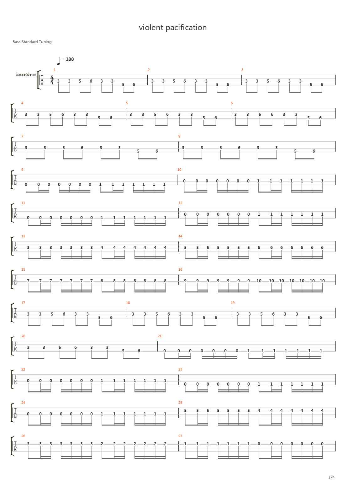 Violent Pacification吉他谱