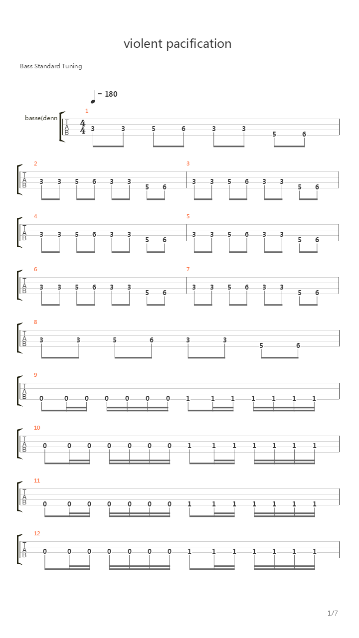 Violent Pacification吉他谱
