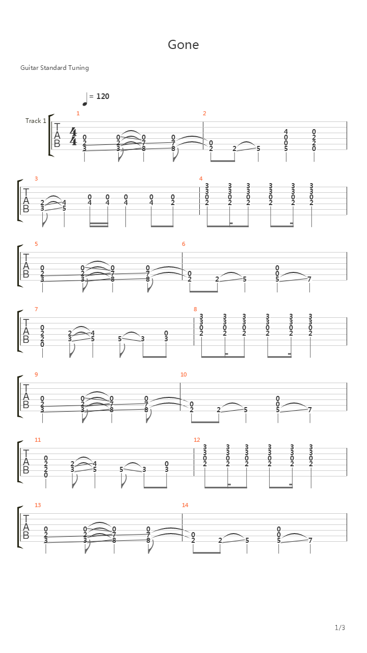 Gone吉他谱