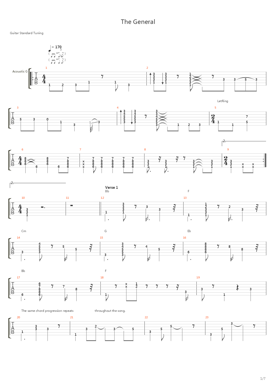 The General吉他谱