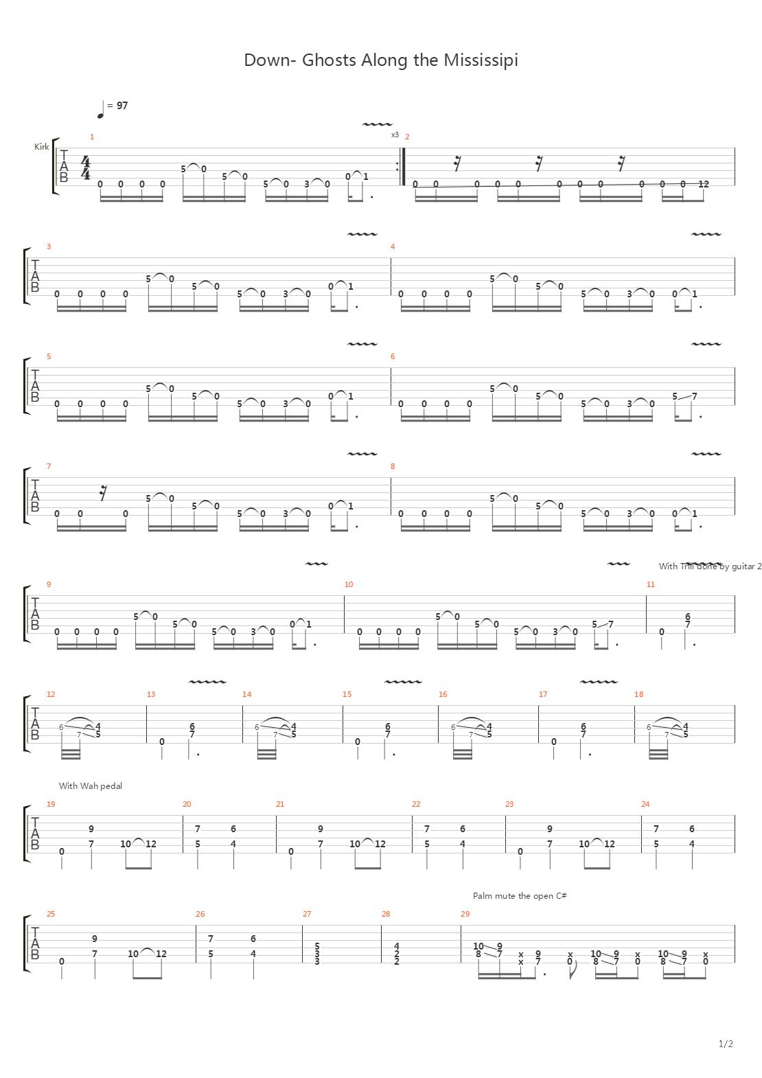 Ghosts Along The Mississippi吉他谱