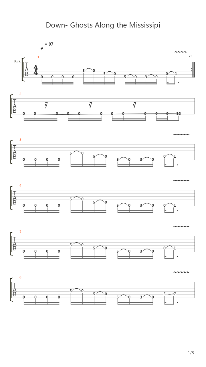 Ghosts Along The Mississippi吉他谱