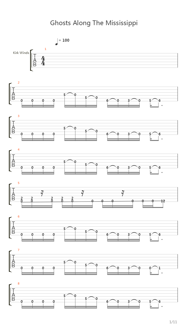 Ghosts Along The Mississippi吉他谱