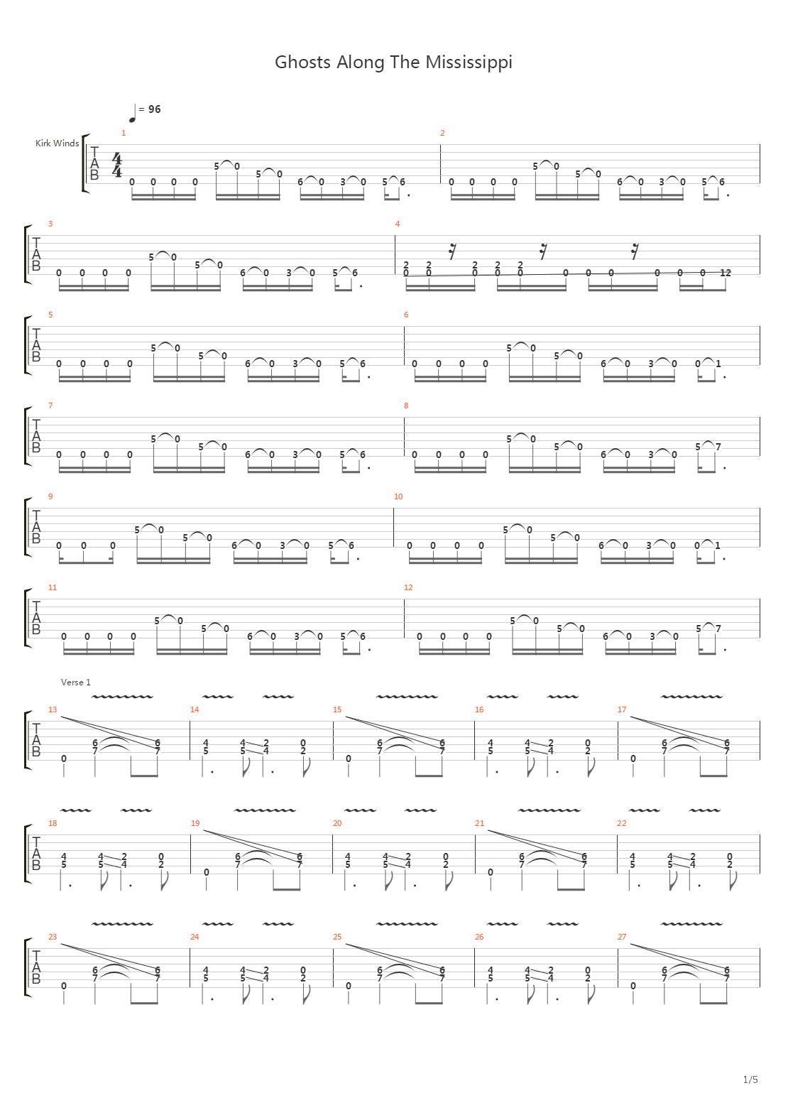 Ghosts Along The Mississippi吉他谱