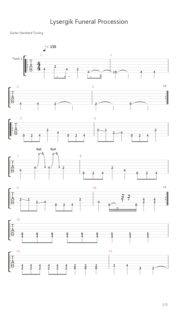 Lysergik Funeral Procession吉他谱