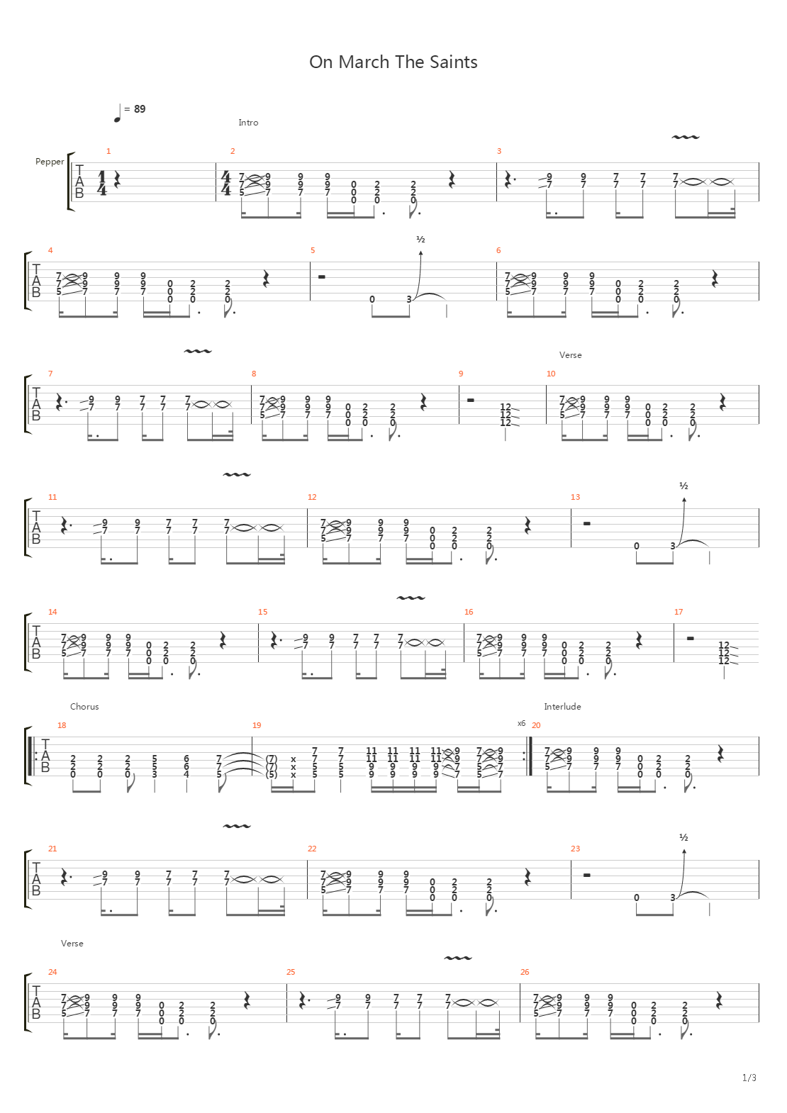 On March The Saints吉他谱