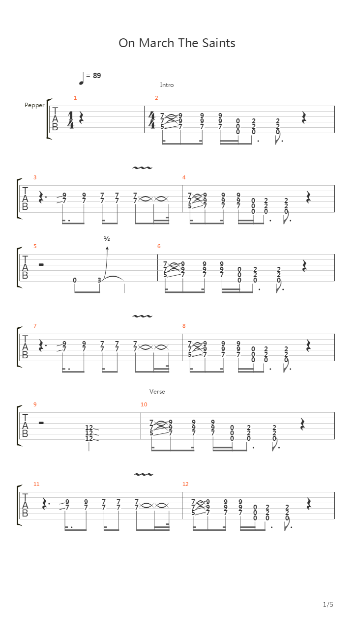 On March The Saints吉他谱
