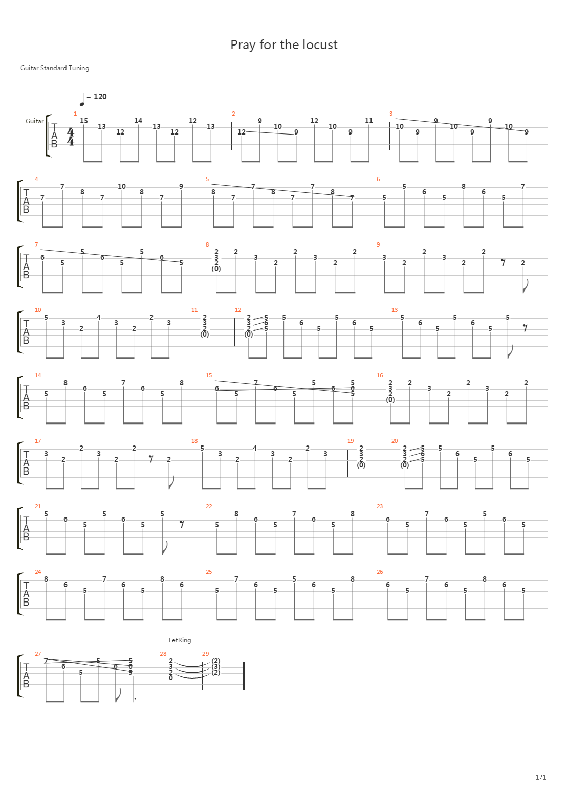 Pray For The Locust吉他谱