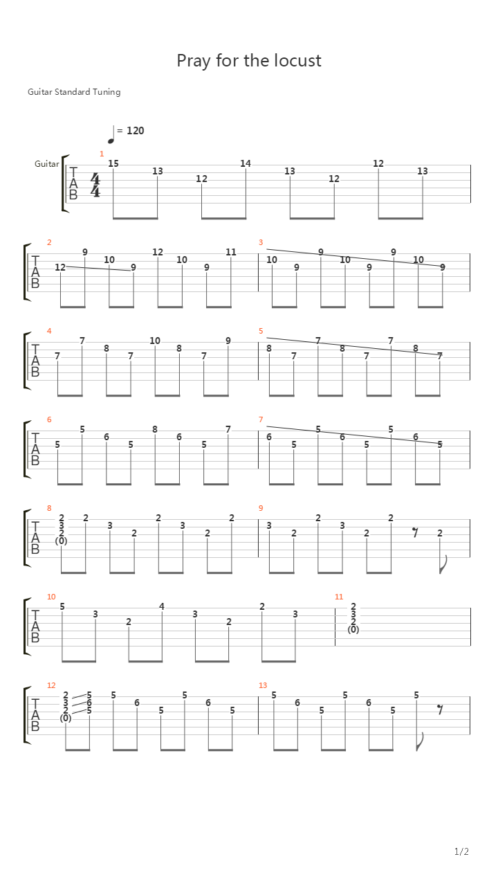 Pray For The Locust吉他谱