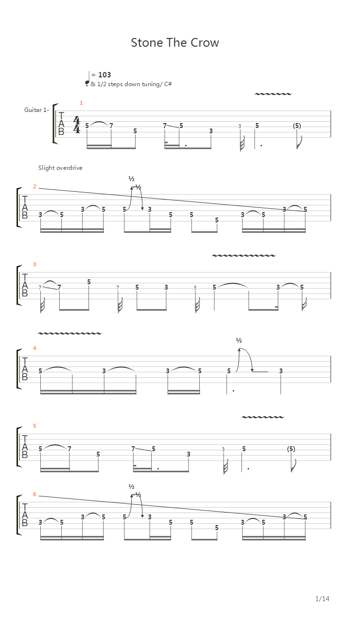 Stone The Crow吉他谱